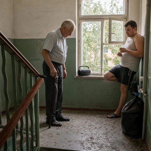 Сходинки, лавка і старий кіт